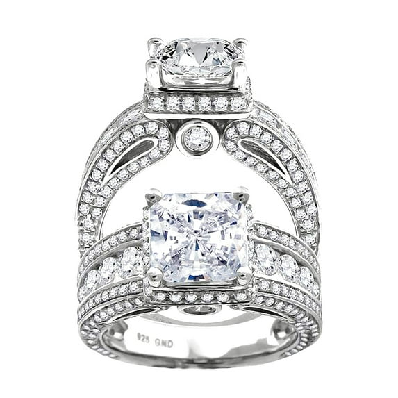 925 Sterling Silver Womens Cubic Zirconia Engagement Ring 8.9x6.5mm Wide Size 8 Engagement Ring for Women