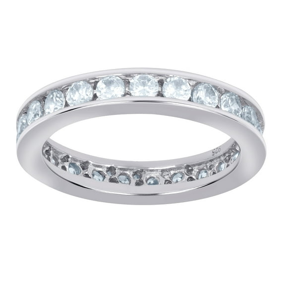 925 Sterling Silver Womens Cubic Zirconia Single Row Bridal Wedding Engagement Anniversary Band Ring 3.9x3.9mm Wide Size
