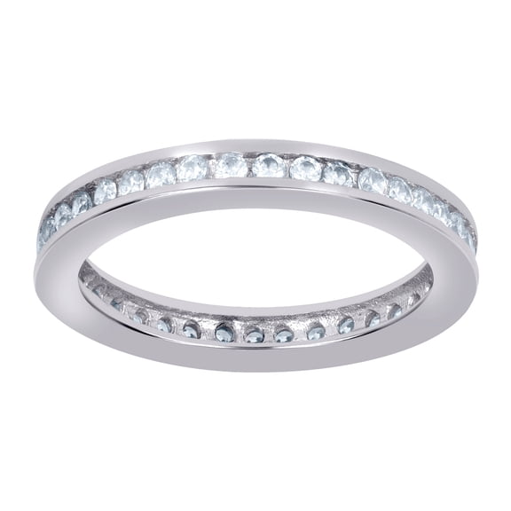 925 Sterling Silver Womens Cubic Zirconia Single Row Bridal Wedding Engagement Anniversary Band Ring 2.6mm Long Size 8 A