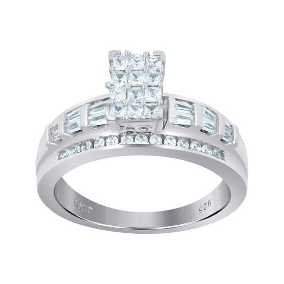 925 Sterling Silver Womens Cubic Zirconia Cinderella Ring 7.1x5.4mm Wide Size 9 Ring for Women