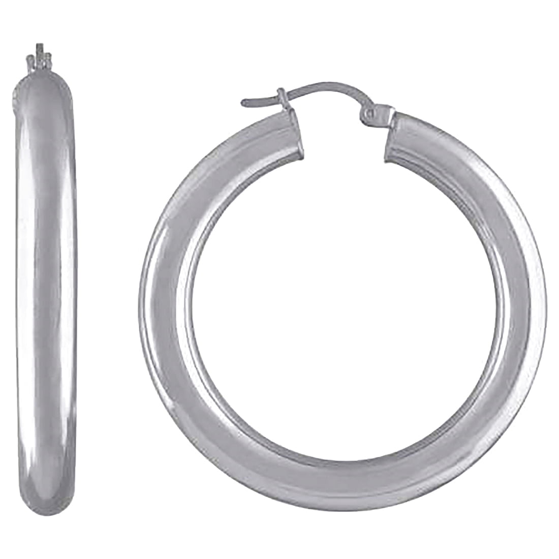 925 Sterling Silver Womens Classic Hoop Earrings 40 X 5mm Hoop Earring for Women - 5.2 Grams