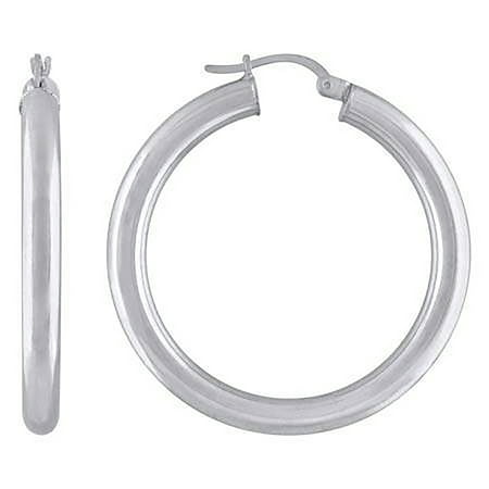 925 Sterling Silver Womens Classic Hoop Earrings 50 x 4mm - R