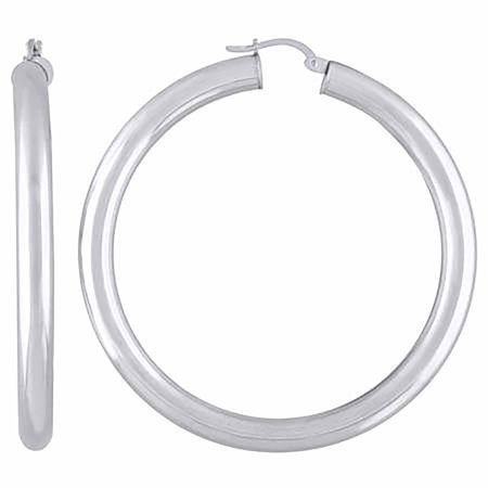 925 Sterling Silver Womens Classic Hoop Earrings 60 x 5mm