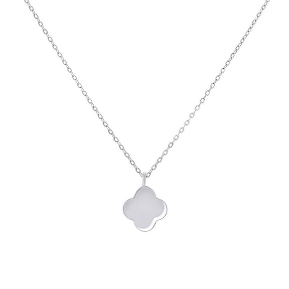 925 Sterling Silver Womens Clover Good Luck Charm Necklace 16 + 2 Inch 13x9.8mm Wide Pendant Necklace for Women