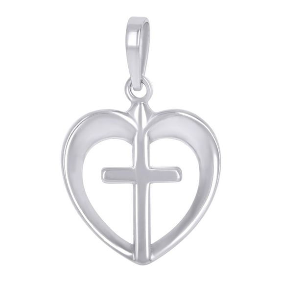 925 Sterling Silver Womens Cross Heart Charm Pendant Pendant Necklace for Women