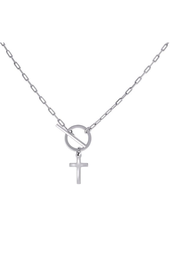 925 Sterling Silver Womens Cross Religious Charm Necklace 16 Inch 28.9x18mm Wide Pendant Necklace for Women