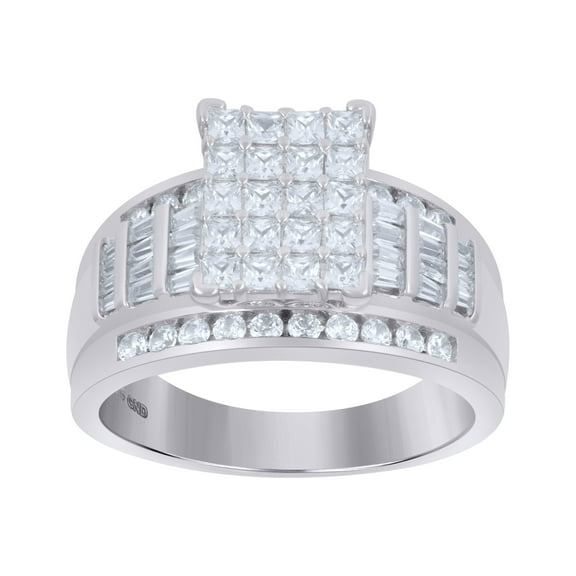 925 Sterling Silver Womens Cubic Zirconia Cinderella Ring Size 6