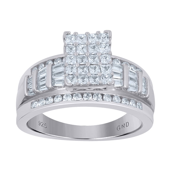 925 Sterling Silver Womens Cubic Zirconia Cinderella Ring Size 7