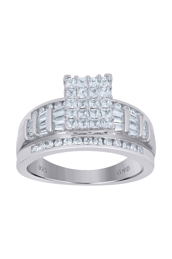 925 Sterling Silver Womens Cubic Zirconia Cinderella Ring Size 7
