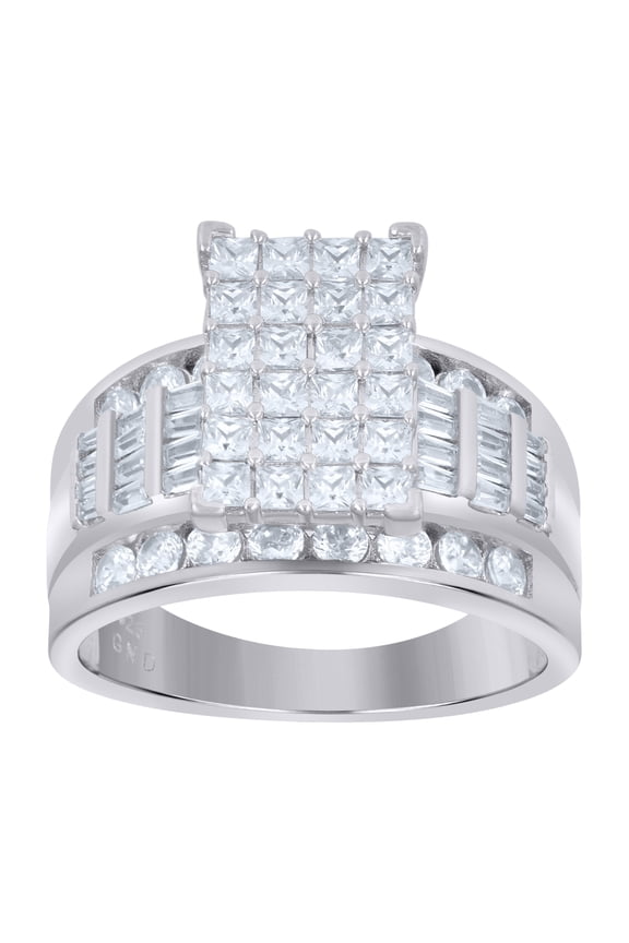 925 Sterling Silver Womens Cubic Zirconia Cinderella Ring Size 8