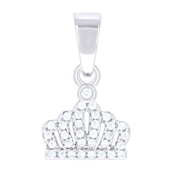 925 Sterling Silver Womens Cubic-Zirconia Crown Fashion Charm Pendant
