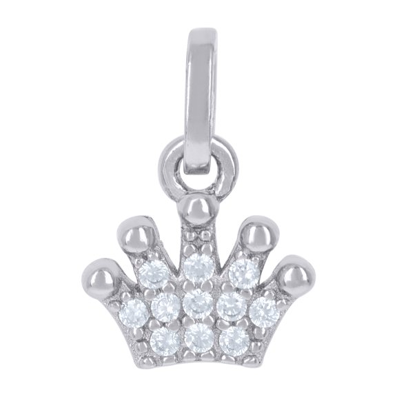 925 Sterling Silver Womens Cubic-Zirconia Crown Fashion Charm Pendant
