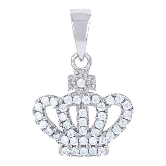 925 Sterling Silver Womens Cubic-Zirconia Crown Fashion Charm Pendant