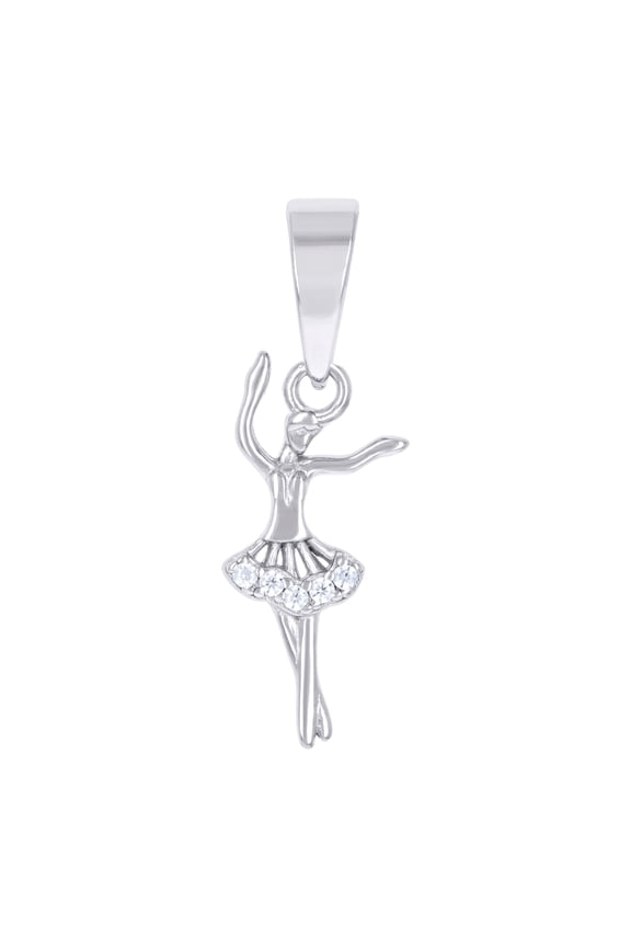 925 Sterling Silver Womens Cubic Zirconia Dancing Ballerina Sports Charm Pendant for Women