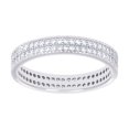 thumbnail image 1 of 925 Sterling Silver Womens Cubic Zirconia Double Row CZ Wedding Band Ring 3.6mm Wide Size 10 Wedding Band for Women and, 1 of 2
