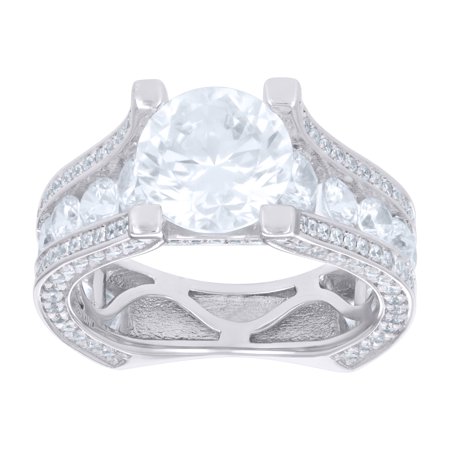 925 Sterling Silver Womens Cubic Zirconia Engagement Ring Size 6