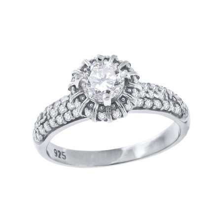 925 Sterling Silver Womens Cubic Zirconia Engagement Ring Size 6