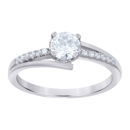925 Sterling Silver Womens Cubic-Zirconia Engagement Ring Size 6