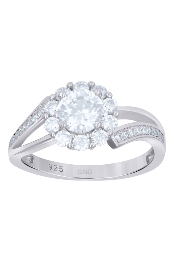 925 Sterling Silver Womens Cubic Zirconia Fashion Flower Engagement Ring Size 6
