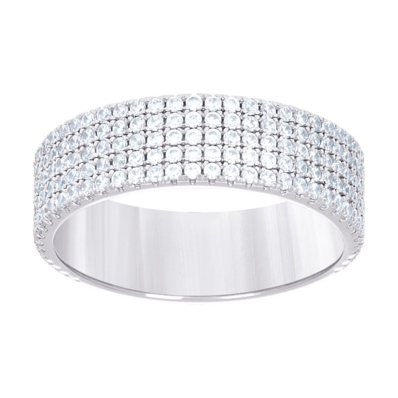 925 Sterling Silver Womens Cubic Zirconia Five Row CZ Wedding Band Ring 5.9mm Wide Size 12 Wedding Band for Women and Me
