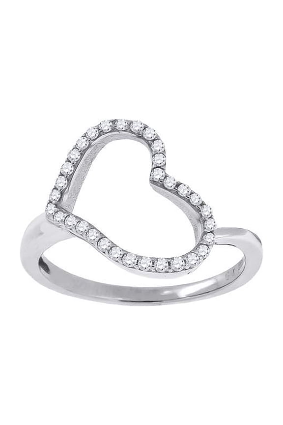 925 Sterling Silver Womens Cubic Zirconia Heart Ring Size 6