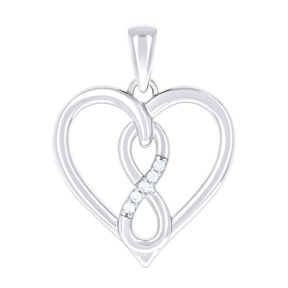 925 Sterling Silver Womens Cubic-Zirconia Infinity Heart Pendant