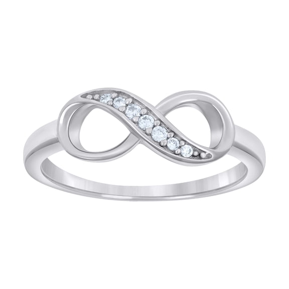 925 Sterling Silver Womens Cubic-Zirconia Infinity Ring Size 9