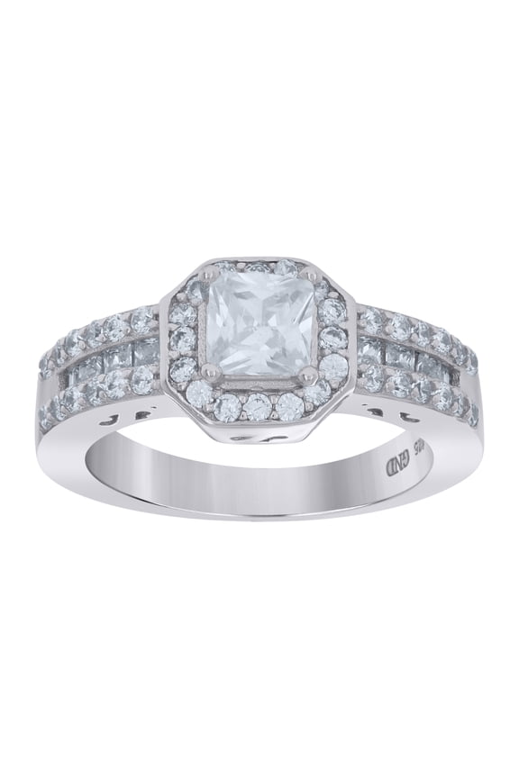 925 Sterling Silver Womens Cubic Zirconia Octagon Head Engagement Ring Size 8