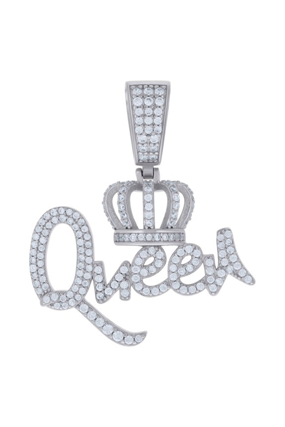 925 Sterling Silver Womens Cubic-Zirconia Queen Fashion Charm Pendant