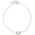thumbnail image 1 of 925 Sterling Silver Womens Cubic Zirconia Rolo Link Horseshoe Necklace, 1 of 1