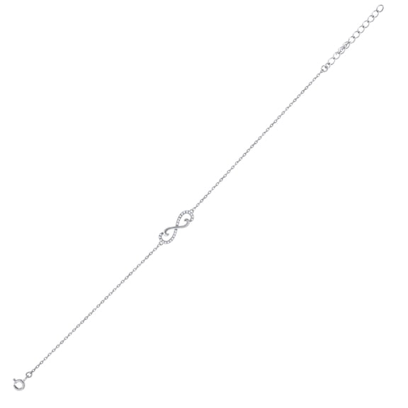 925 Sterling Silver Womens Cubic Zirconia Rolo Link Infinity Bracelet