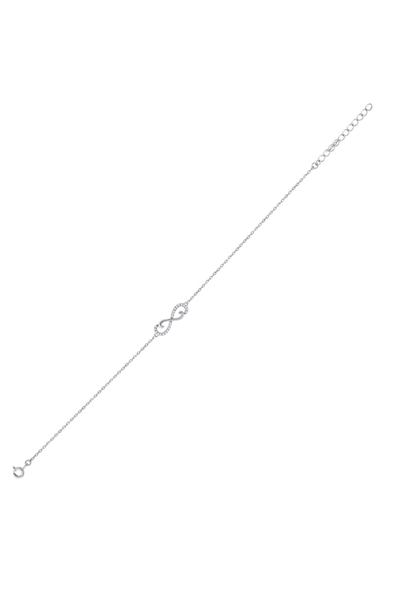 925 Sterling Silver Womens Cubic Zirconia Rolo Link Infinity Bracelet