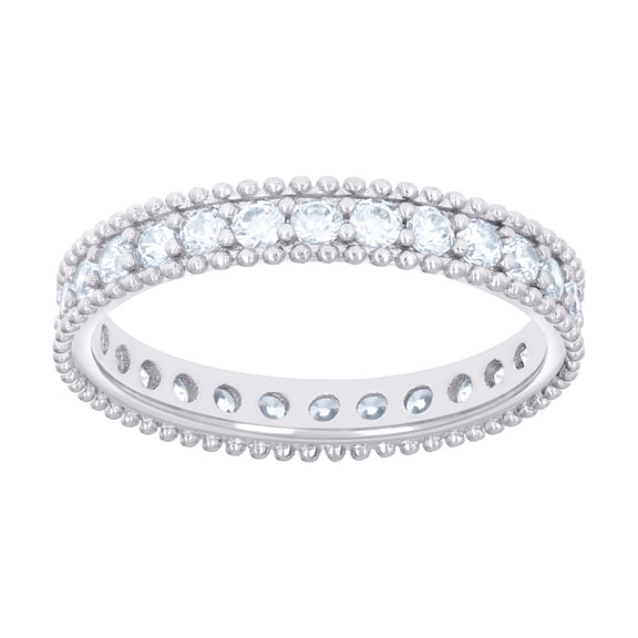 925 Sterling Silver Womens Cubic Zirconia Single Row CZ Eternity Engagement Ring 3.5mm Wide Size 9 Eternity Ring for Wom