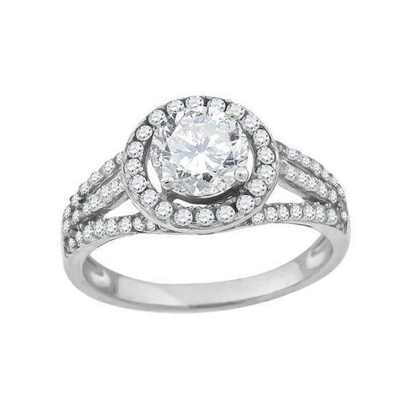 925 Sterling Silver Womens Cubic Zirconia Size-8 Round Center Stone Bridal Wedding Engagement Anniversary Band Ring