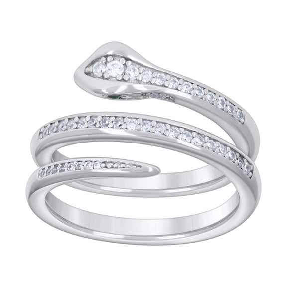 925 Sterling Silver Womens Cubic-Zirconia Snake Fashion Ring Size 6