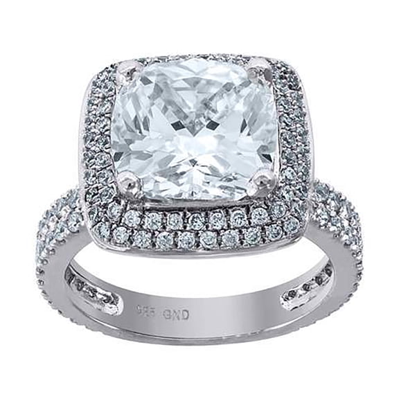 925 Sterling Silver Womens Cubic Zirconia Square Head Engagement Ring Size 8