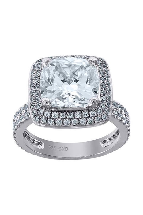 925 Sterling Silver Womens Cubic Zirconia Square Head Engagement Ring Size 8