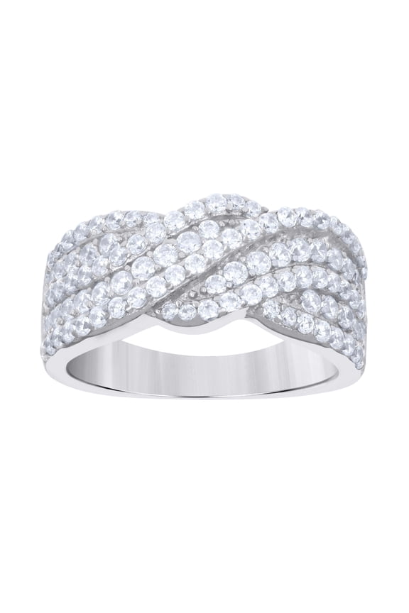 925 Sterling Silver Womens Cubic Zirconia Twisted Fashion Ring Size 9