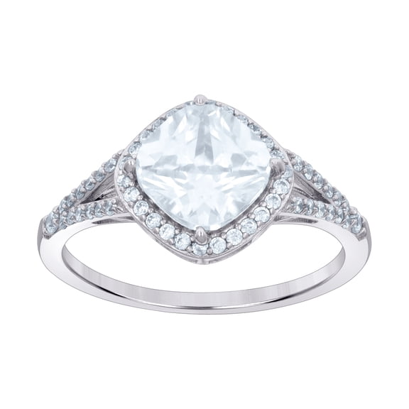 925 Sterling Silver Womens Cushion-cut Round Cubic Zirconia Fashion Ring Size 7 Ring for Women