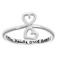 thumbnail image 1 of 925 Sterling Silver Womens Enameled Two Hearts One Love Hearts Ring 11.9mm Wide Size 5 Ring for Women, 1 of 2