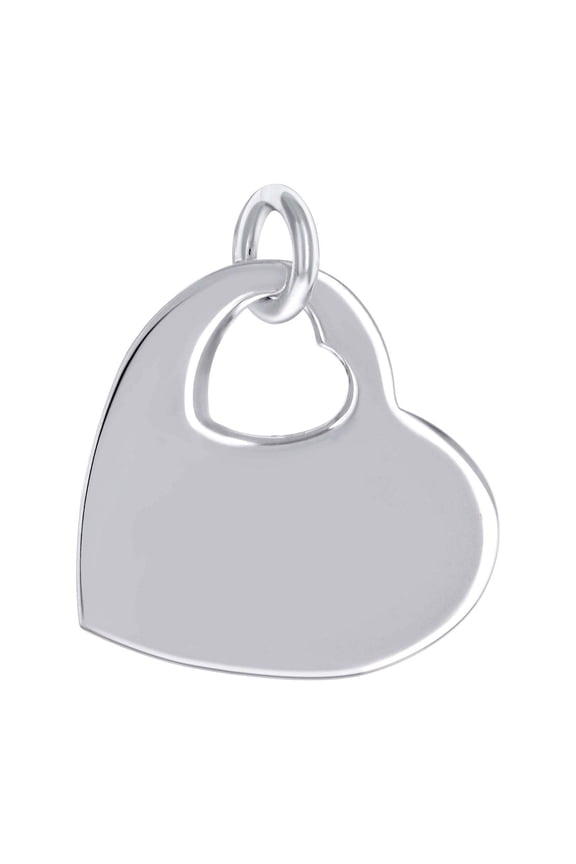 925 Sterling Silver Womens Engravable Disc Love Heart Charm Pendant Necklace Pendant for Women