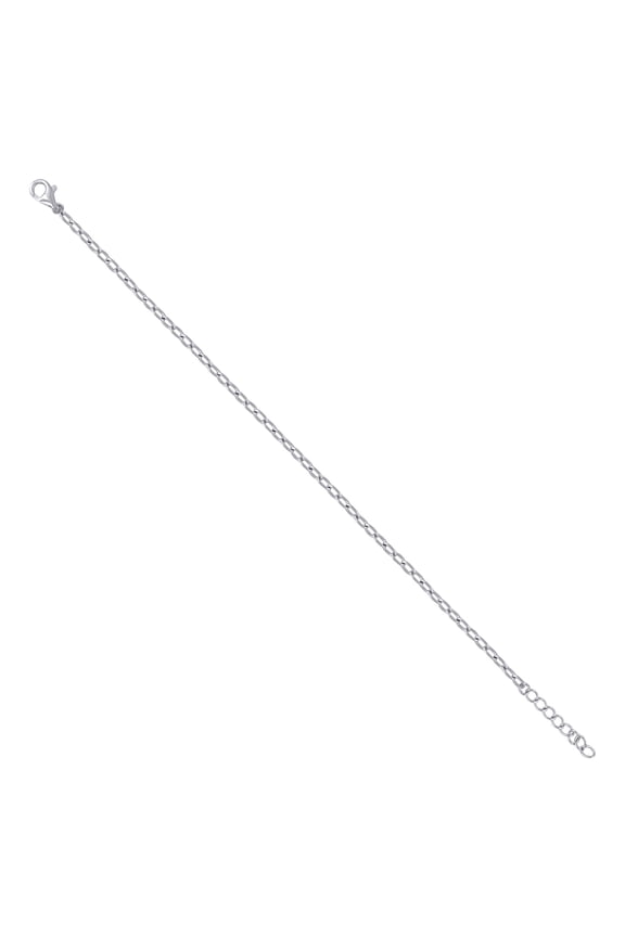 925 Sterling Silver Womens Fashion Link Bracelet 2.5mm Wide Link Bracelet for Women - 2.0 Grams