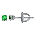 thumbnail image 1 of 925 Sterling Silver Womens Green Cubic Zirconia 3mm Round Classic Studs Earrings Stud Earring for Women, 1 of 2