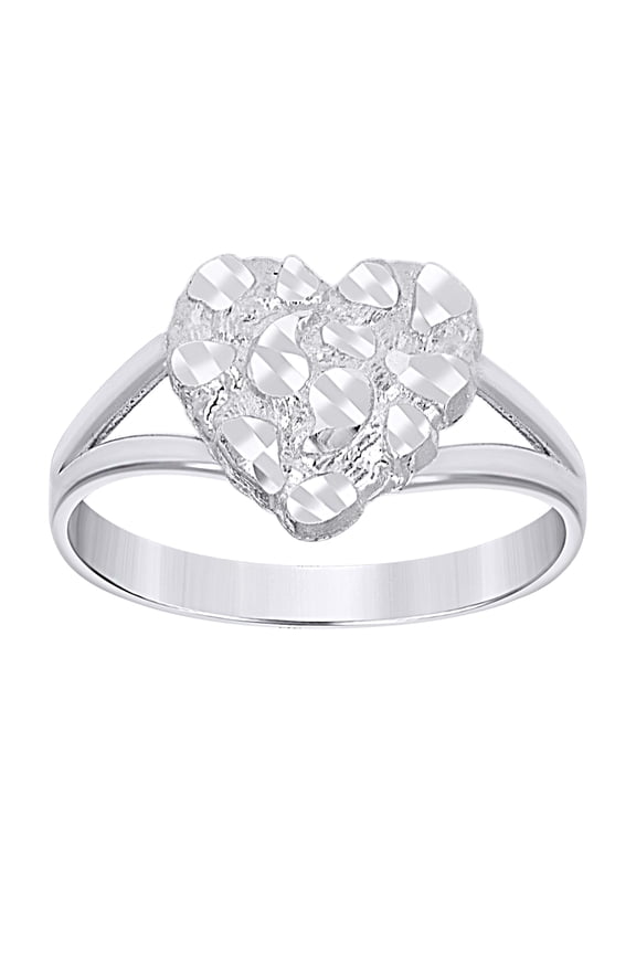 925 Sterling Silver Womens Heart Nugget Fashion Ring Size 7