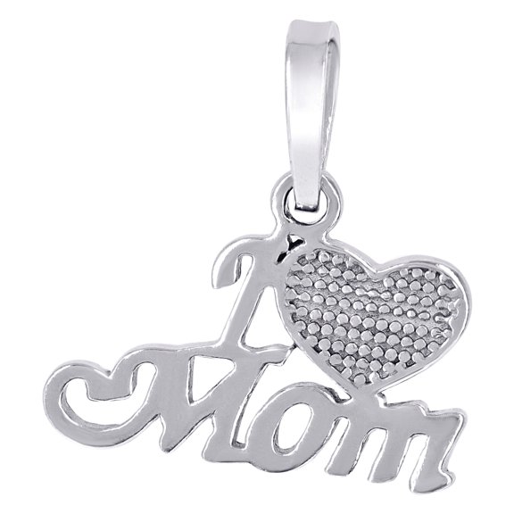 925 Sterling Silver Womens I Love Mom Heart Charm Pendant Necklace 17.5x16.4mm Wide Pendant for Women