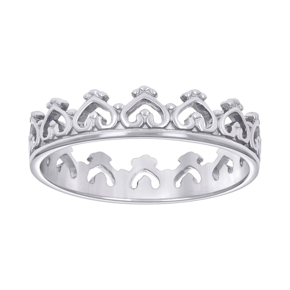 925 Sterling Silver Womens Love Heart Crown Fashion Ring 5mm Wide Size 9 Statement Ring for Women