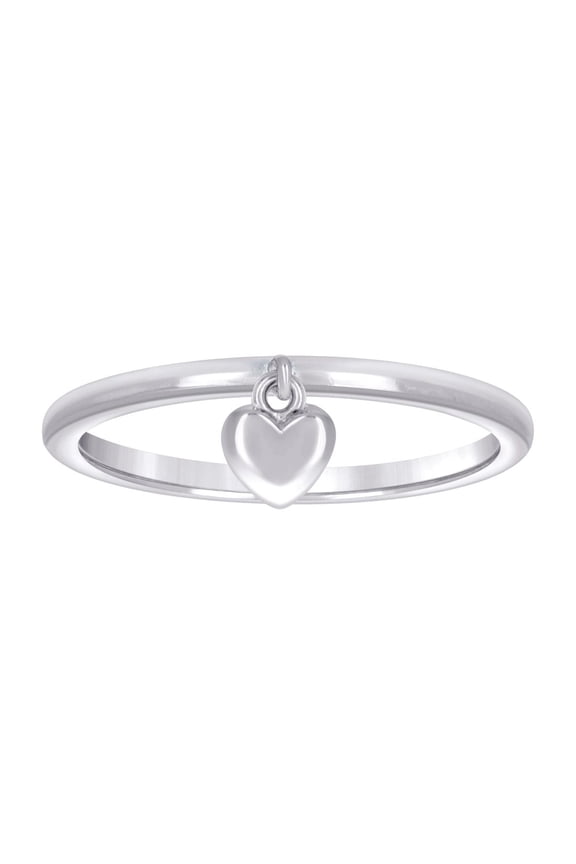925 Sterling Silver Womens Love Heart Dangle Ring 7.4mm Wide Size 5 Statement Ring for Women