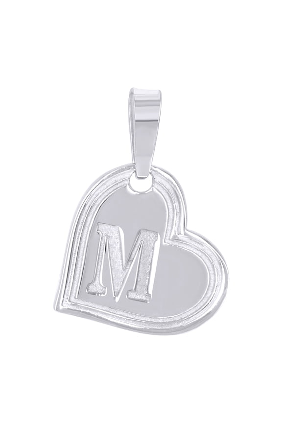 925 Sterling Silver Womens Love Heart Initial Alphabet M Charm Pendant for Women