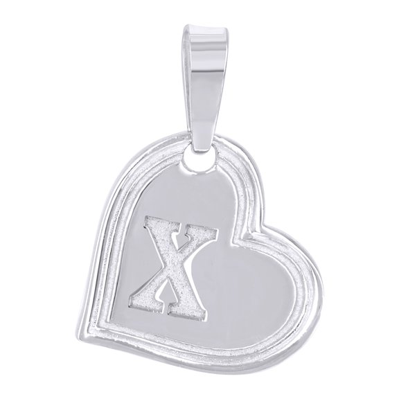 925 Sterling Silver Womens Love Heart Initial Alphabet X Charm Pendant for Women