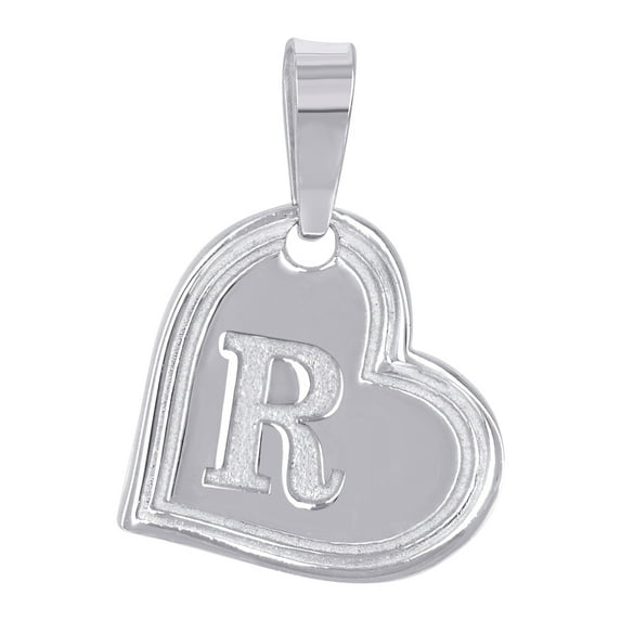 925 Sterling Silver Womens Love Heart Letter Name Personalized Monogram Initial Alphabet R Charm Pendant Necklace 22.8x1